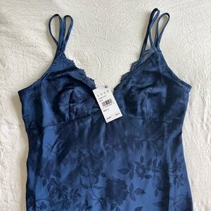 NWT Navy lace slip maxi dress